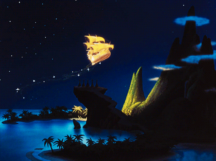 Walt-Disney-Psychedelic-Scenes-peter pan Psychedelic Disney peter pan flying ship